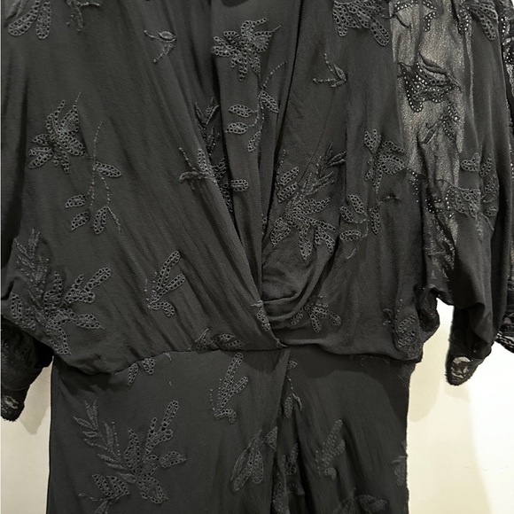 IRO Leine rochet-trimmed Broderie Anglaise Chiffon Mini Dress Black 40 - Picture 5 of 7